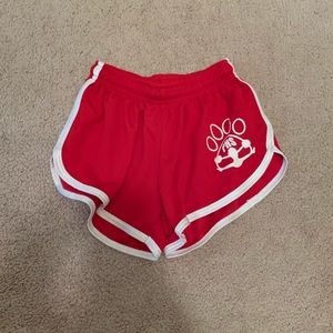 Red gym shorts